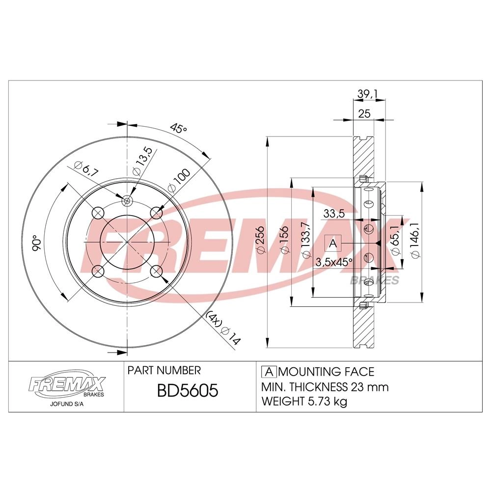DISCO DE FREIO DIANTEIRO VW POLO 1.6 16V 2003/2015 - VENTILADO 256MM 4 FUROS