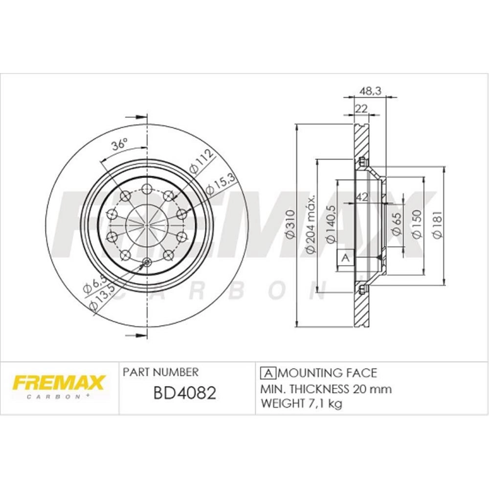 DISCO FREIO TRASEIRO VENTILADO 310MM AUDI A3/S3 1.4/1.8/2.0 VW GOLF