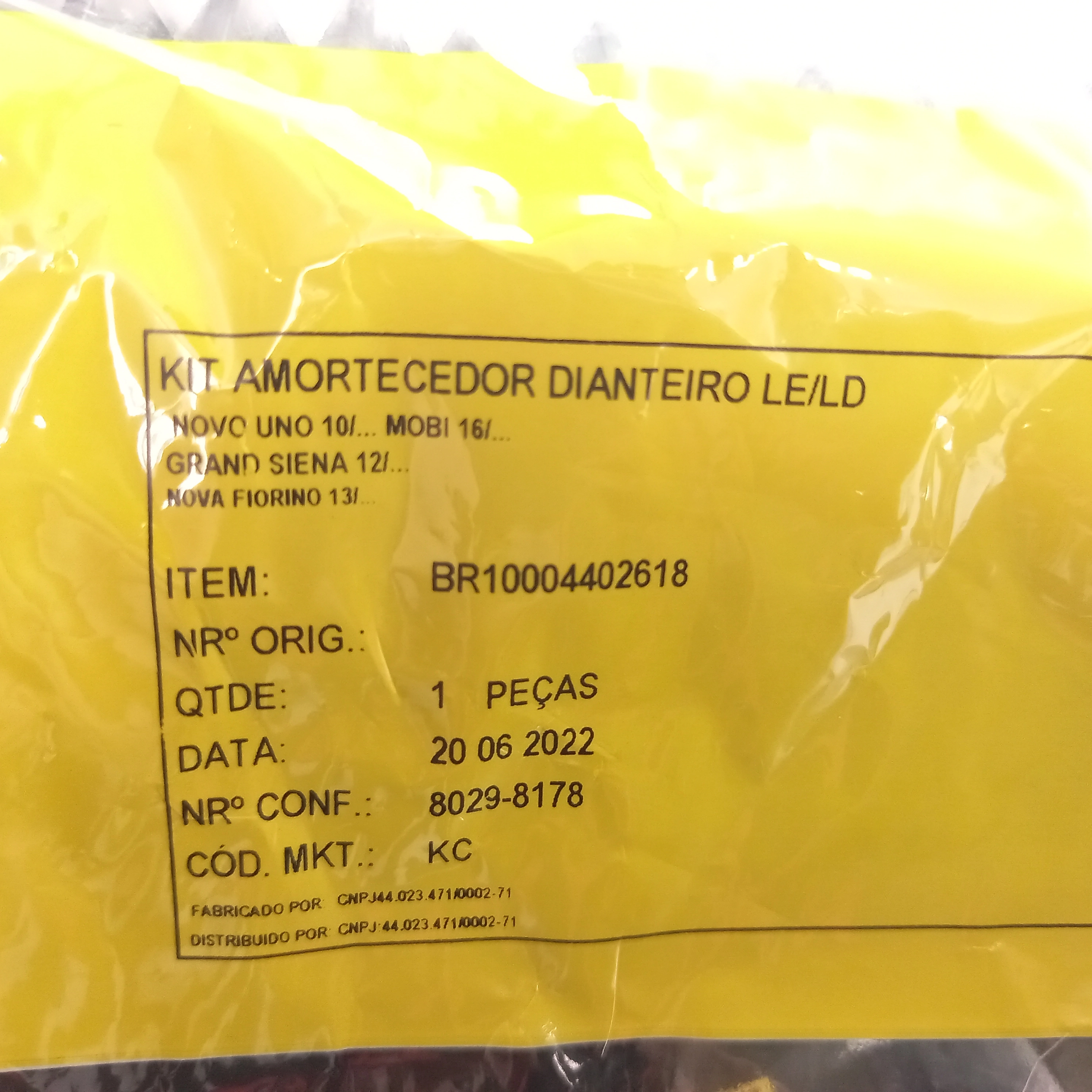 KIT AMORTECEDOR DIANTEIRO COMPLETO FIAT NOVA FIORINO 13/ - MOBI 16/ - GRAND SIENA 12/ - NOVO UNO 10/