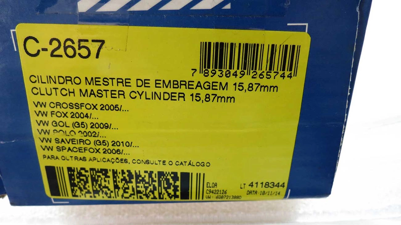 CILINDRO MESTRE EMBREAGEM VW NOVO GOL/VOYAGE/SAVEIRO 2008/ FOX 2004/ - POLO 02/