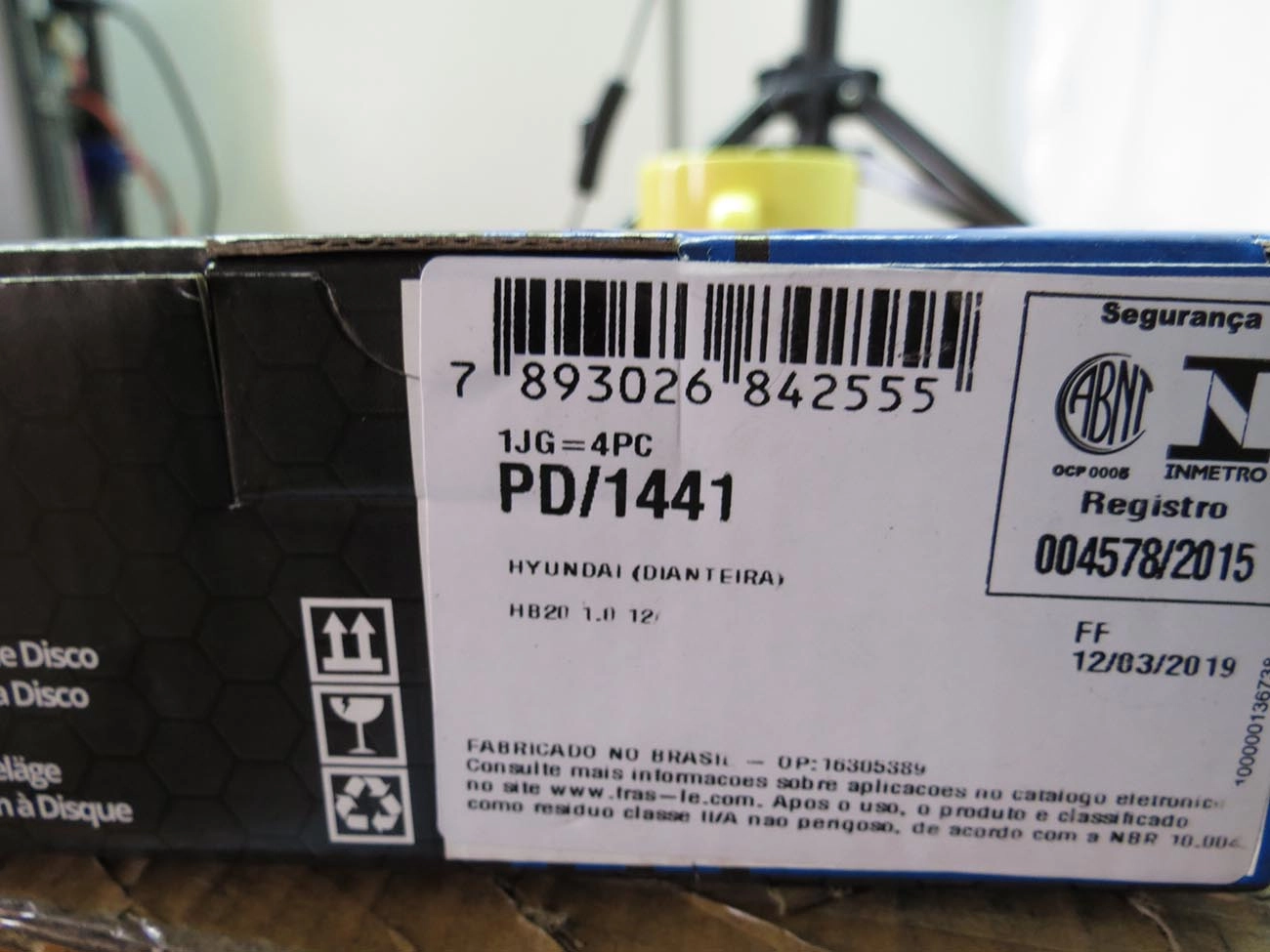 PASTILHA DE FREIO DIANTEIRA HYUNDAI HB20/S/X 1.0 12V 2012/ - MOTOR 3 CILINDROS