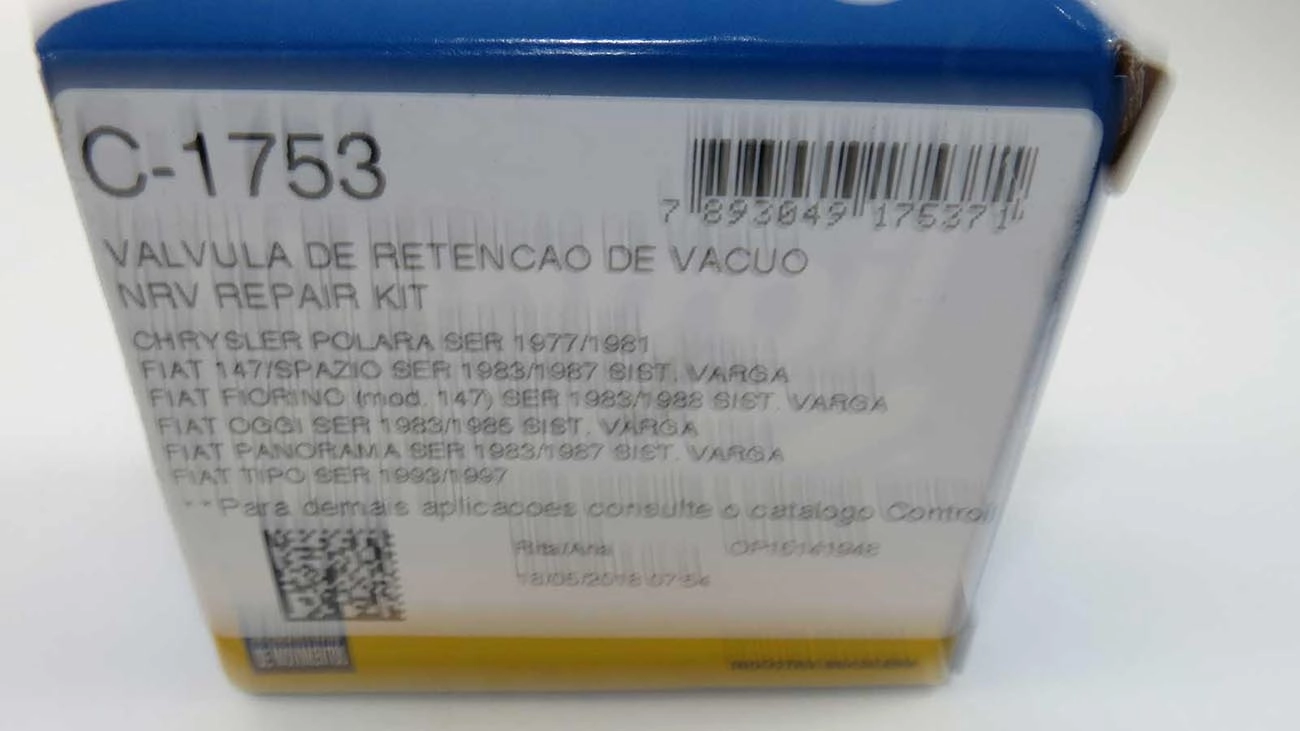 VÁLVULA RETENÇÃO VÁCUO VALVULA SERVO FREIO FIAT 147/TIPO/TEMPRA CHRYSLER POLARA P/SERVO VARGA PRETA