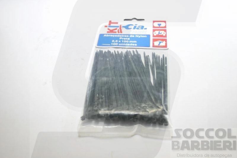 KIT ABRAÇADEIRAS COM 100 NYLON 100MMX2.5MM ABRACADEIRAS C/100 PRETA MEDIDA 2.5X100MM