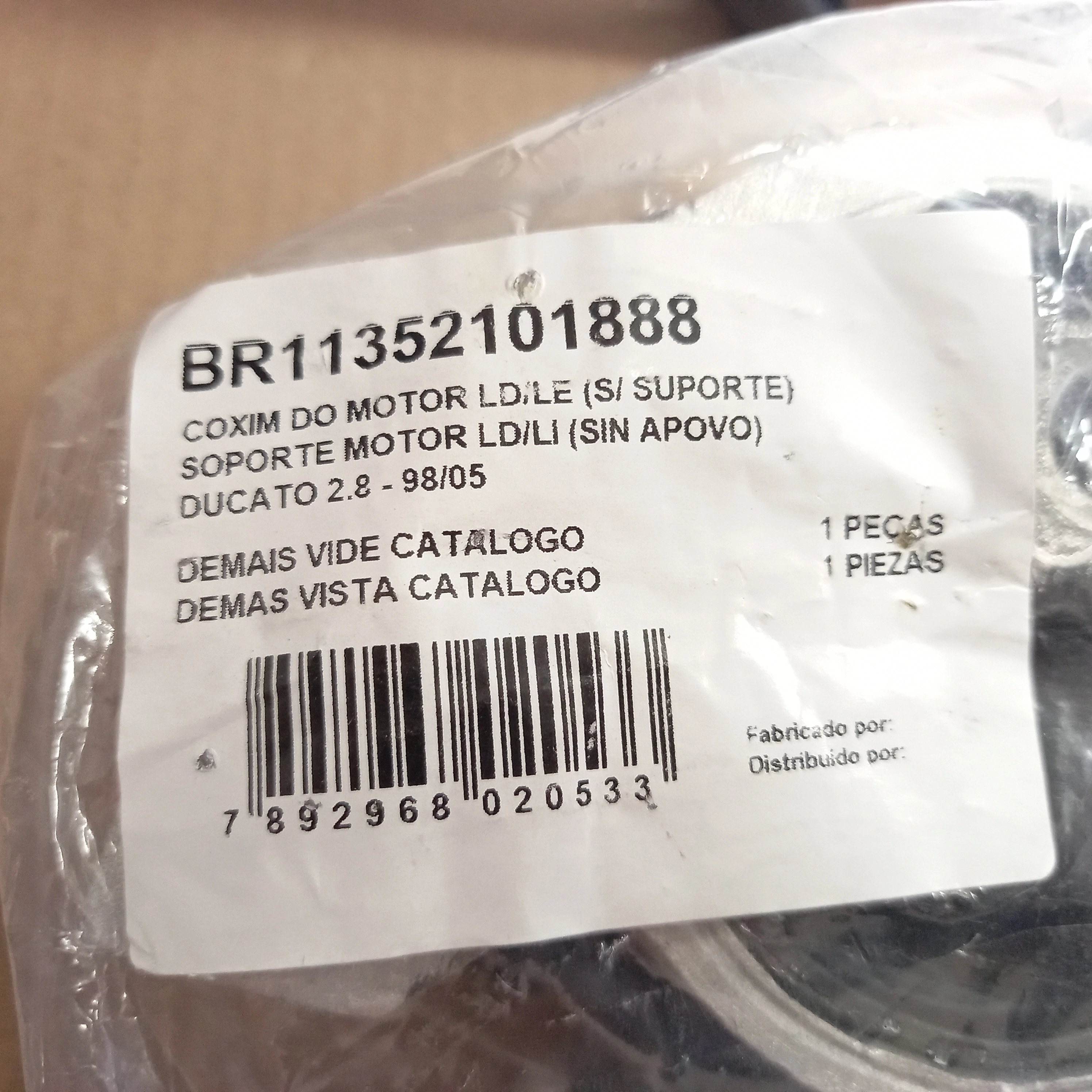 COXIM/SUPORTE DO MOTOR DUCATO 2.8 01/09 - SEM SUPORTE - LD/LE