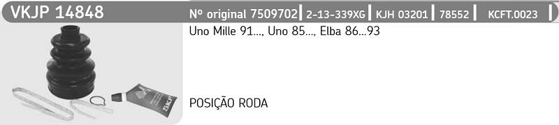 KIT REPARO COIFA HOMOCINÉTICA LADO RODA FIAT 147/UNO/PREMIO/ELBA/FIORINO 21X70X100MM