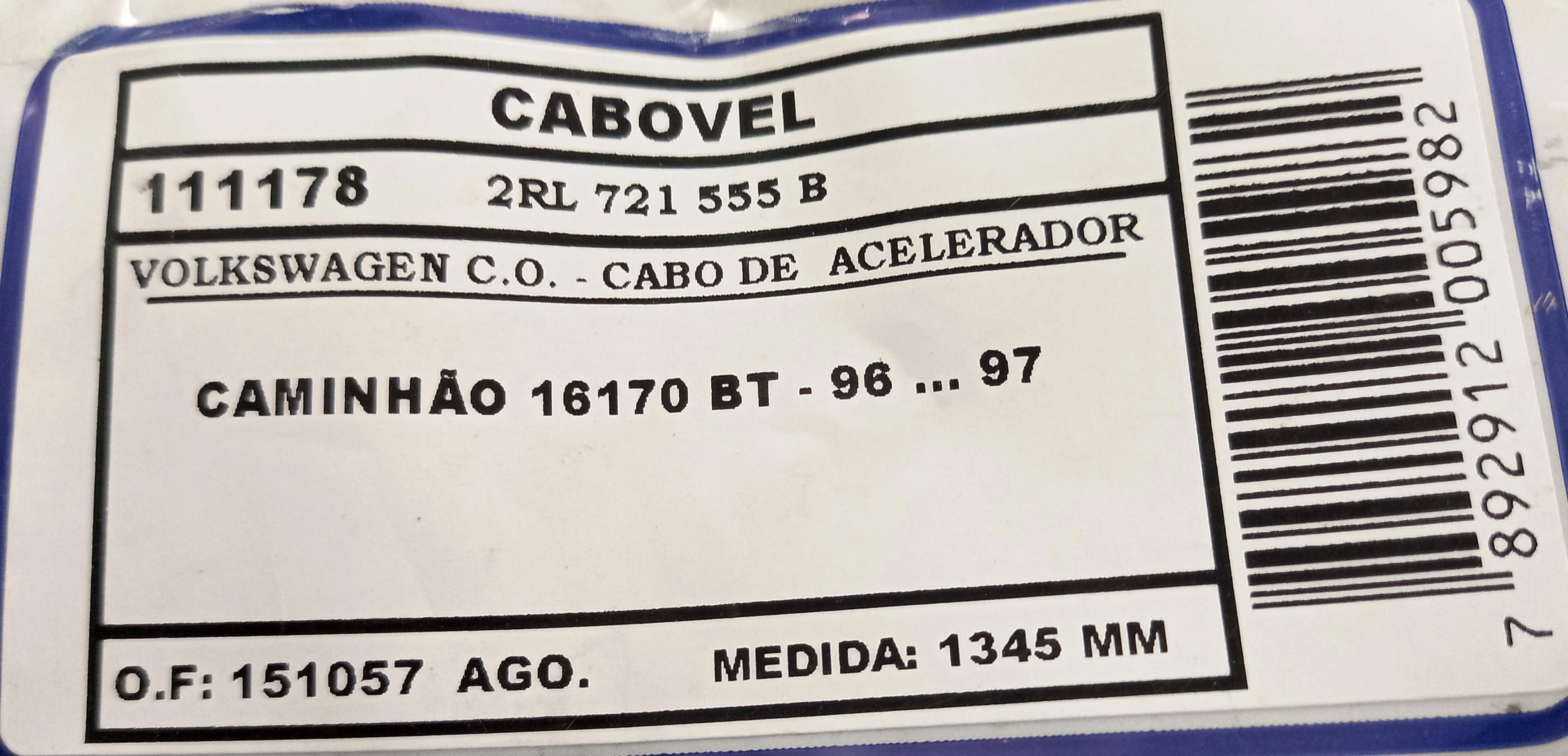 CABO ACELERADOR VW 16.170BT 96/97 1345MM