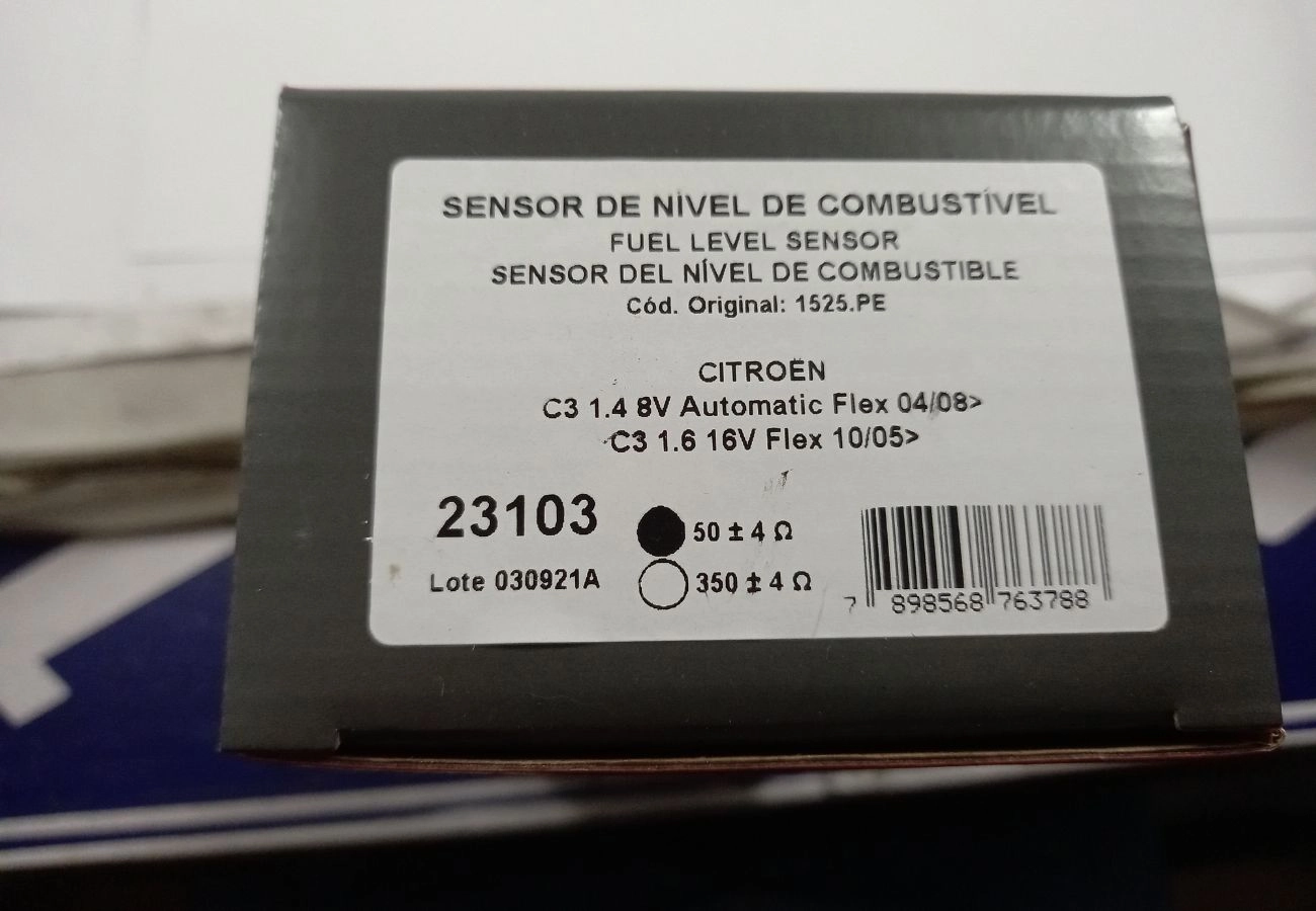 SENSOR/BOIA DE NÍVEL COMBUSTÍVEL CITROEN C3 1.4 8V 2008/2012 - C3 1.6 16V 2005/2012 - FLEX