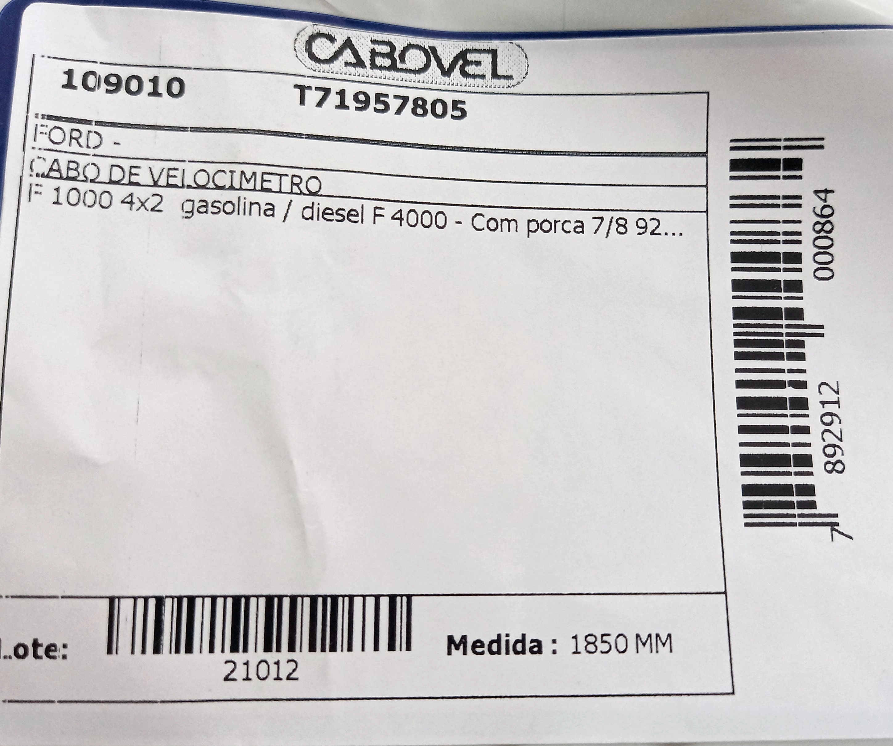 CABO VELOCIMETRO FORD F-4000 F-1000 4X2 92/ 1850MM