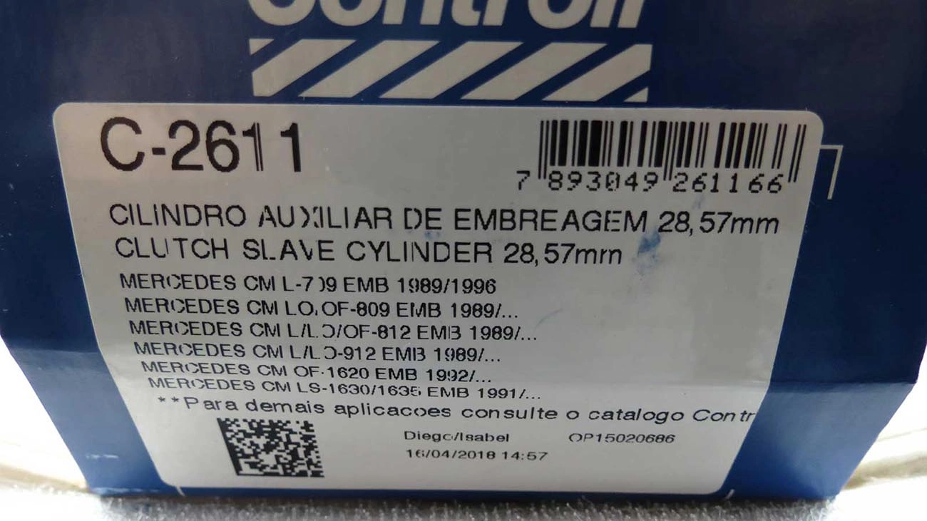 CILINDRO AUXILIAR/ESCRAVO EMBREAGEM MB 709/809/812/912 89/ 1630/1635/1929/1935/1938 1.1/8 28.57MM