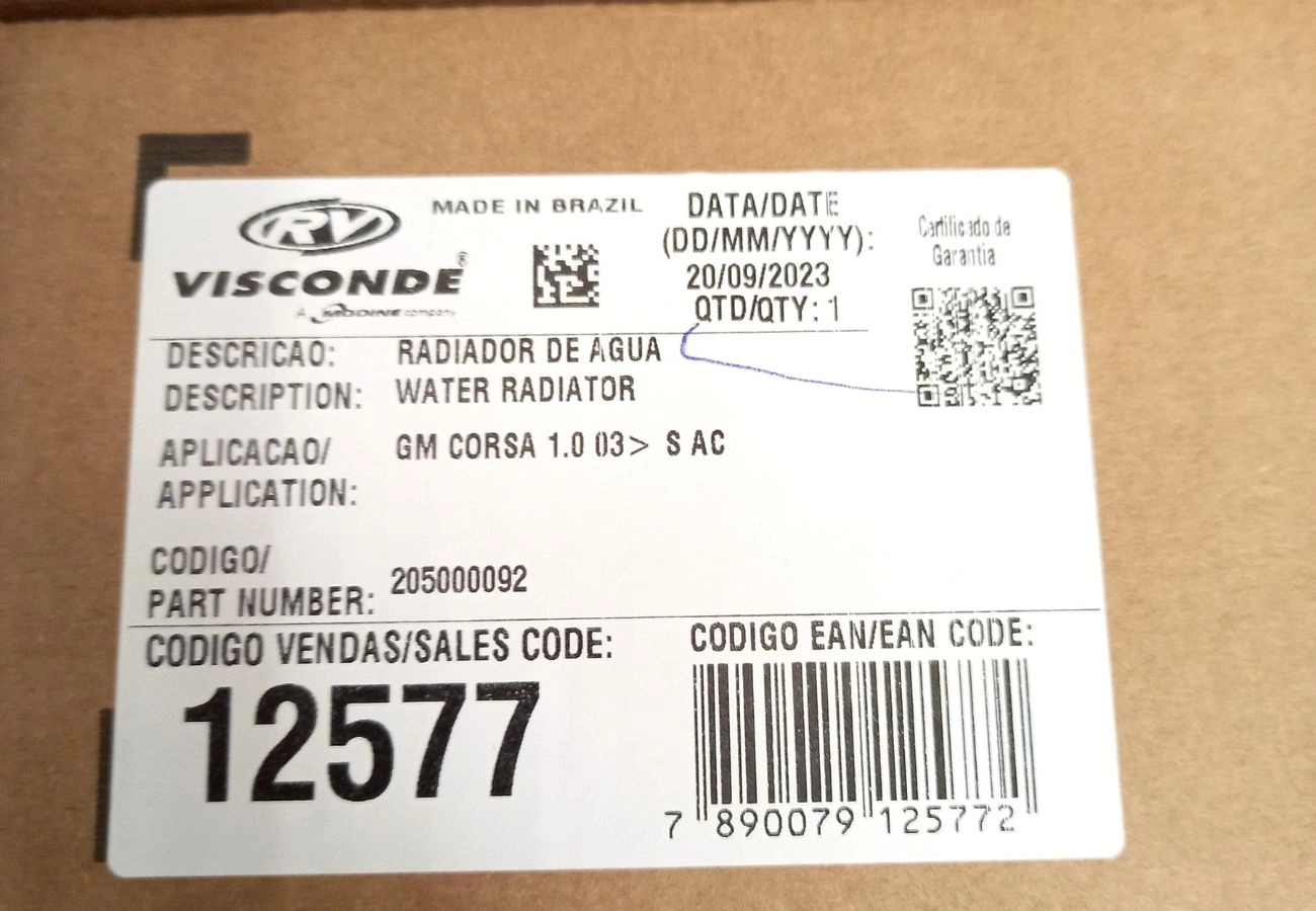 RADIADOR ÁGUA MOTOR CONSTRUÇÃO EXPANDIDO COM OU SEM AR CONDICIONADO MANUAL GM NOVO CORSA 1.0 03/08 ACD CORSA/MONTANA 1.4/1.8 02/