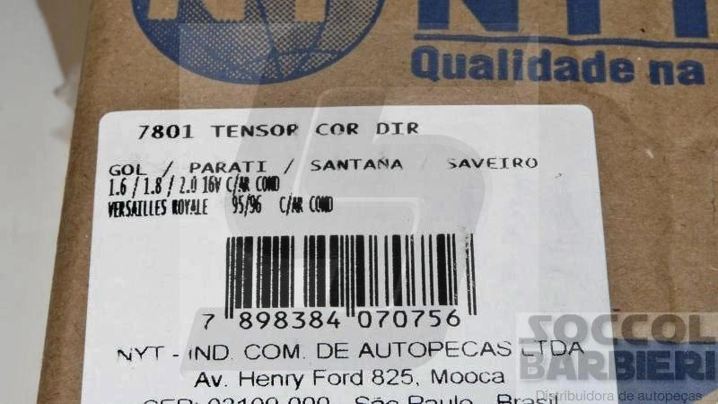 TENSOR CORREIA ALTERNADOR TENSIONADOR AUXILIAR ACESSÓRIOS MOTOR ALTERNADOR/DIREÇÃO HIDRÁULICA VW GOL/PARATI 95/ SAVEIRO 97/ SANTANA 94/ C/ACD C/DH
