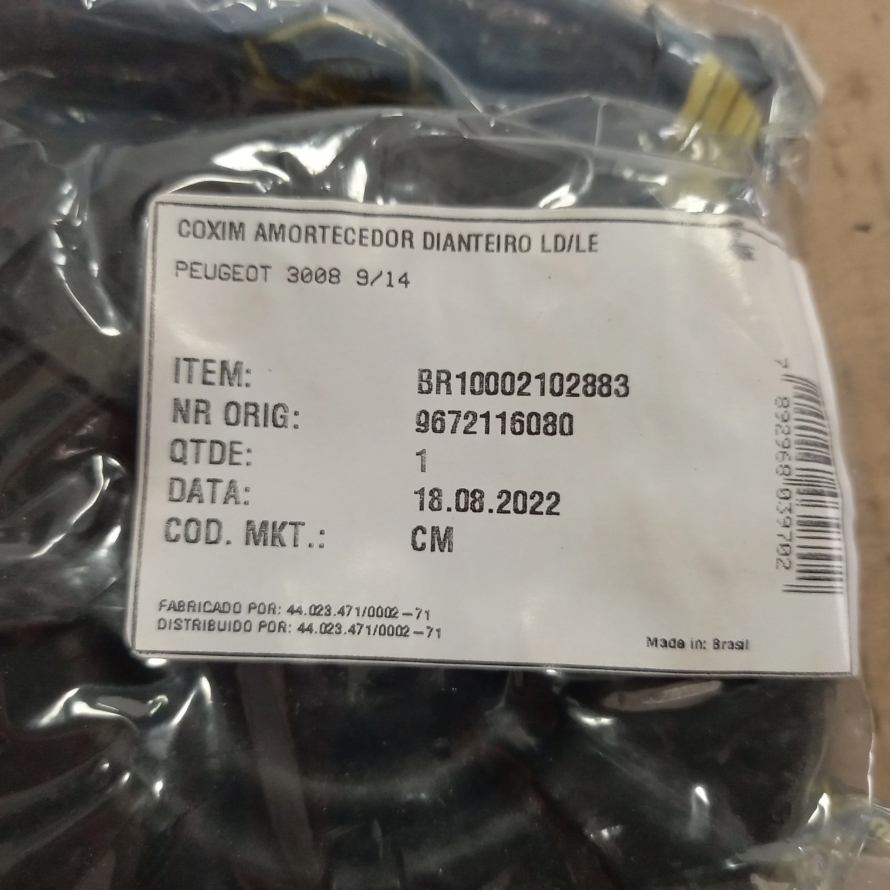 COXIM AMORTECEDOR DIANTEIRO SEM ROLAMENTO PEUGEOT 3008 09/16