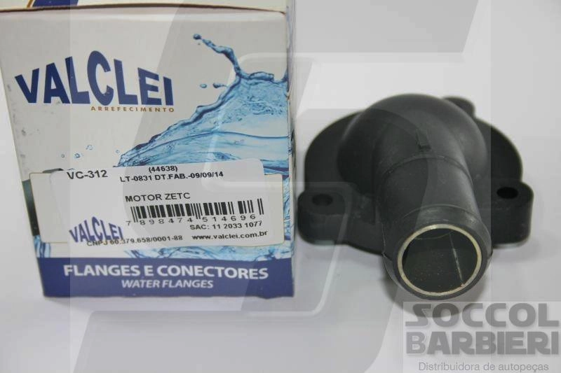 FLANGE PLASTICO VALVULA TERMOSTATICA FORD KA/FIESTA/COURIER 99/07 - ESCORT 1.6 00/02 - GASOLINA