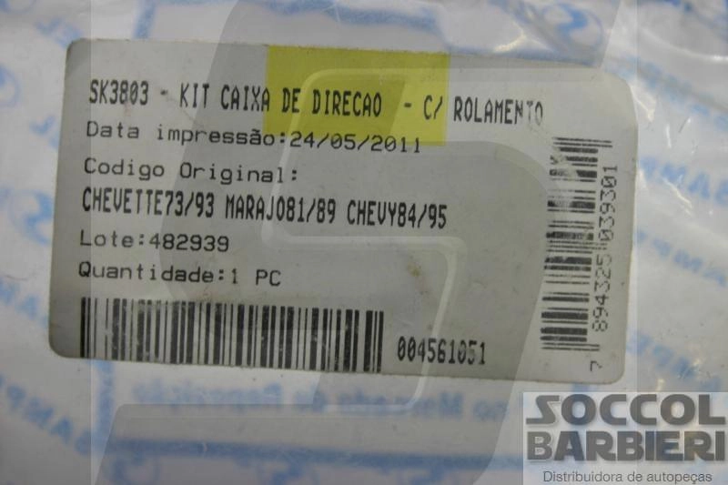 KIT CAIXA DIRECAO GM CHEVETTE/CHEVY TODOS - KIT BUCHAS E ROLAMENTOS