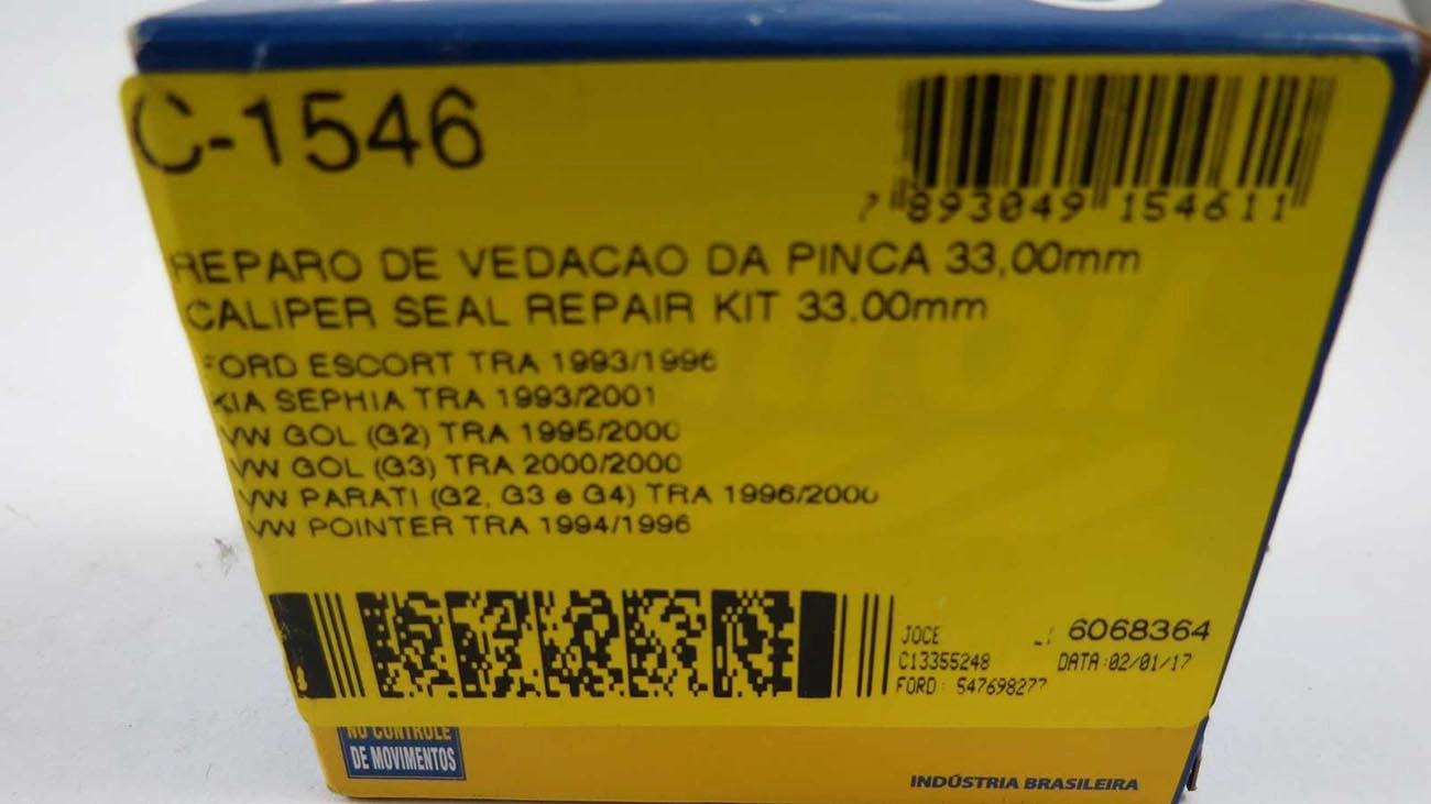 REPARO VEDAÇÃO PINÇA FREIO TRASEIRA 33.00MM DISCO VW GOL/PARATI 95/ GII/G III POINTER 94/96 TRASEIRO 33MM