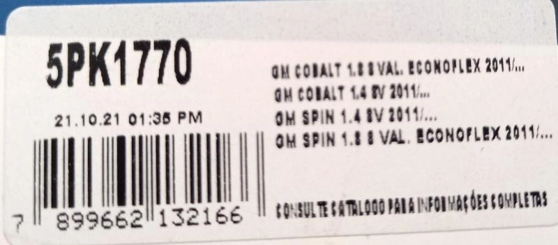 CORREIA GIR/ALT/BA/ACD GM NOVA S-10 2.5 16V 15/17 - COBALT 1.4/1.8 11/ - SPIN 1.8 ALT/ACD/DH