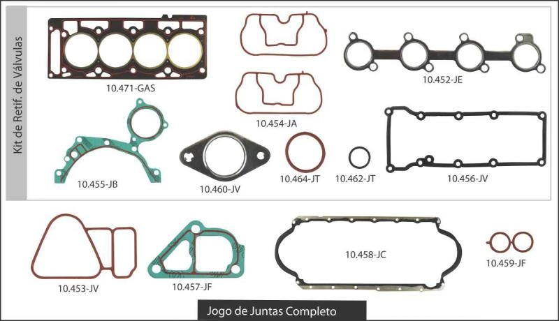 JOGO JUNTAS MOTOR FORD KA/FIESTA/COURIER 99/ - ESCORT 2000/ - ECOSPORT 2003/ - 1.6 8V ZETEC