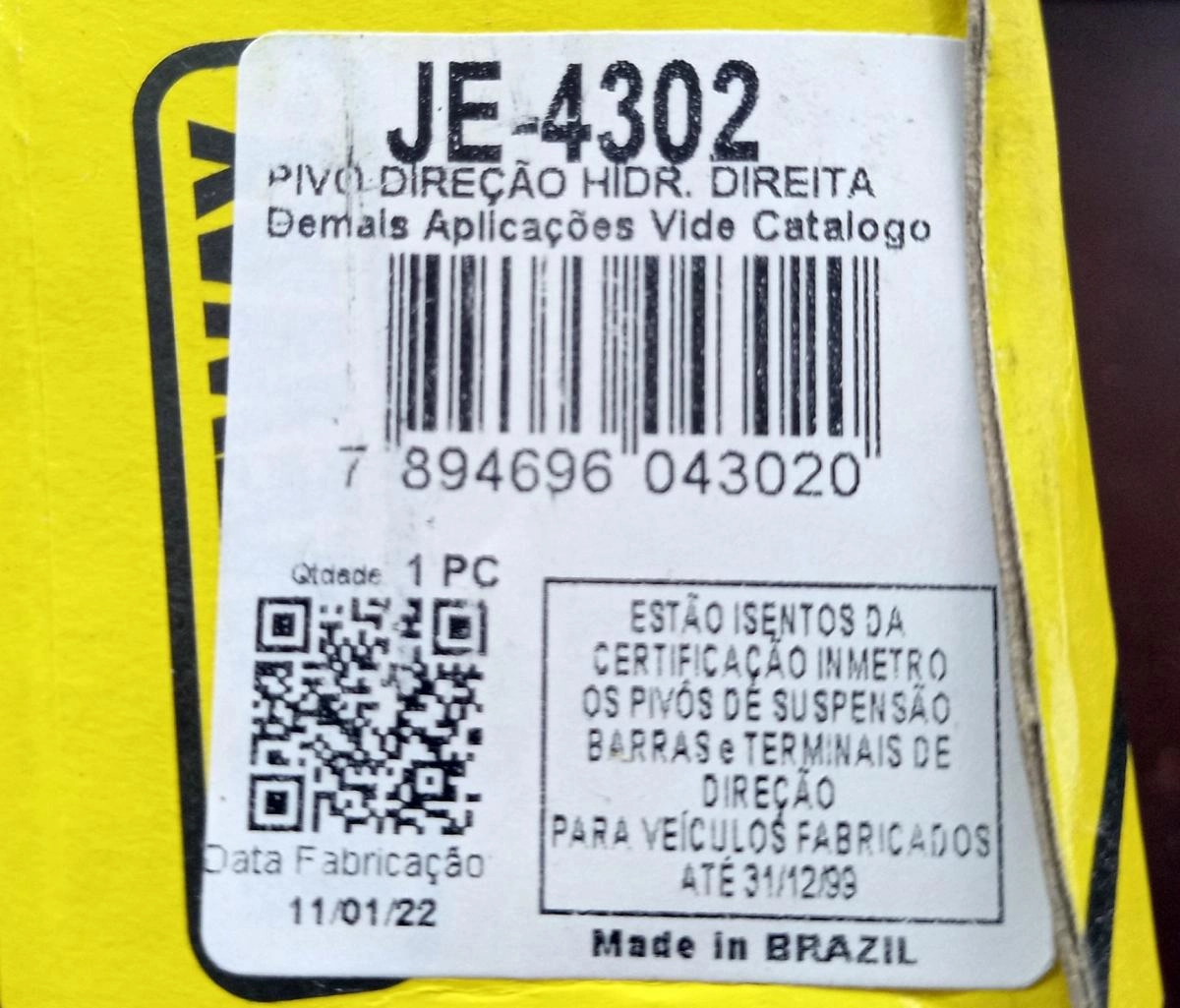 PIVÔ SUSPENSÃO DIREITO COM DIREÇÃO HIDRÁULICA PINO 17MM D.H VW GOL/PARATI 04.97/ SAVEIRO 11.97/ 16V 95/