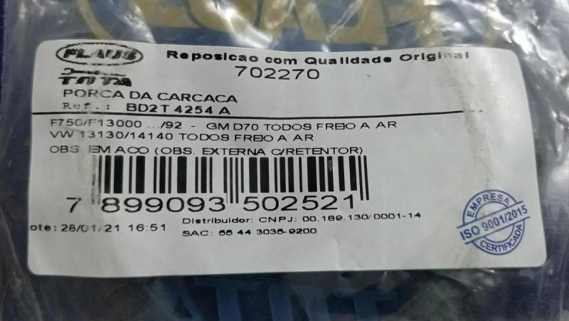 PORCA DA CARCAÇA COM RETENTOR - FORD F750/F13000 /92 - GM D70 - VW 13130/14140 - EXTERNA COM RETENTO