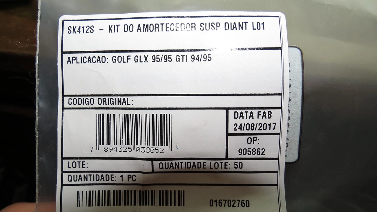 KIT AMORTECEDOR VW GOLF GLX/GTI 94/95 - DIANTEIRO